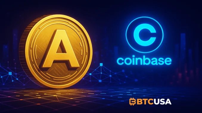 aster_coinbase Futuristic crypto-themed illustration showing Aster token and Coinbase listing announcement