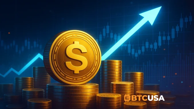 binance_stablecoins Digital visualization of rising stablecoin reserves on Binance signaling potential market momentum