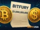 Illustration showing Bitcoin and dollar symbols representing Bitfury’s shift to a $1 billion technology investment fund