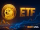 Futuristic digital illustration of Dogecoin and ETF symbols glowing above financial charts, representing the upcoming DOGE ETF listing