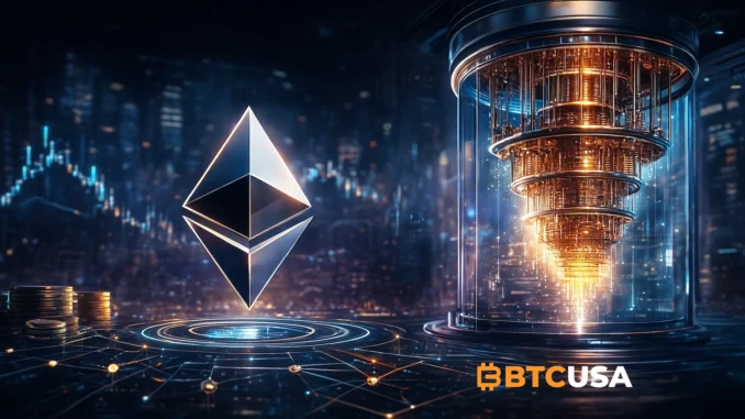 Futuristic illustration showing Ethereum price zones with visible support and resistance ranges