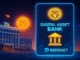 Futuristic digital illustration showing Kyrgyzstan’s presidential building and a glowing digital bank interface symbolizing Bereket Bank and virtual asset innovation