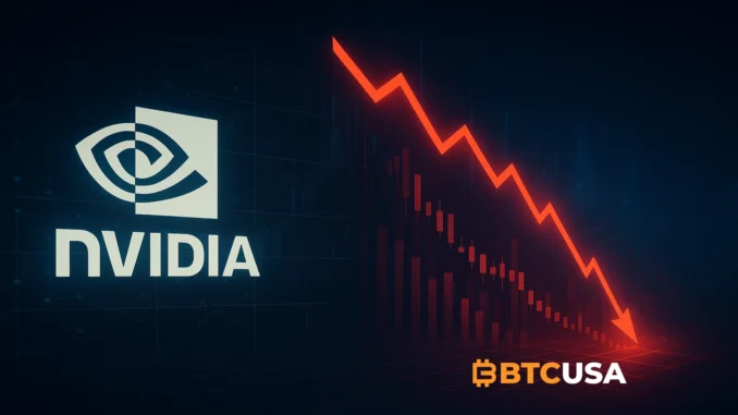 nvidia_market_drop.webp Futuristic stock market visualization showing Nvidia’s logo fading with red falling charts symbolizing a record market value decline