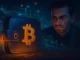A digital illustration showing a crypto wallet under security examination, with glowing blockchain elements and a tense, investigative atmosphere representing OKX’s 10 BTC bounty challenge.