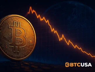 Futuristic illustration representing Satoshi Nakamoto’s hidden Bitcoin holdings and a sharp drop in portfolio value against a digital blockchain market backdrop