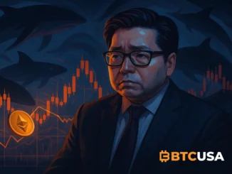 A digital illustration showing market makers under pressure with swirling whale shadows circling volatile crypto charts, symbolizing liquidity stress and forced liquidations.
