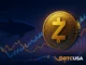 Digital illustration showing Zcash coin with glowing trading charts representing whale activity and market speculation