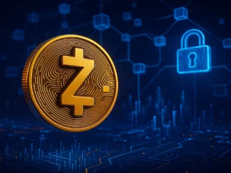 Futuristic digital illustration symbolizing Zcash privacy and blockchain security roadmap 2025