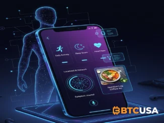 Screenshot of the Tether + QVAC Health application interface showing integrated metrics for sleep, exercise, and nutritional data analysis using artificial intelligence.