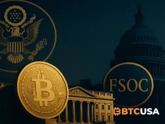 Illustration of the FSOC evaluating digital asset risks in the United States