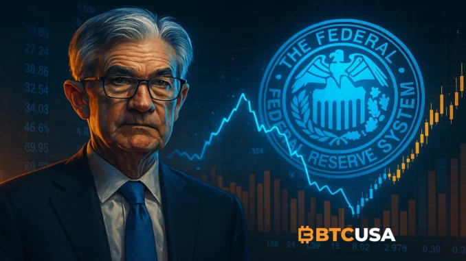 powell_variant_download Cinematic illustration of Jerome Powell with economic charts showing inflation and labor market trends.