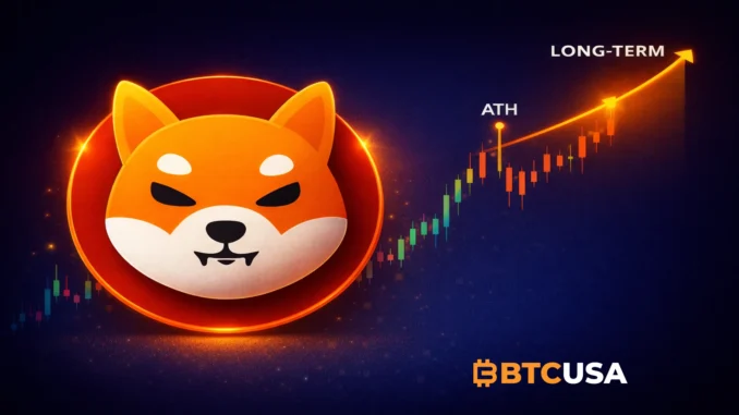shiba-inu-btcusa-style Illustration representing Coinbase expanding from crypto trading into stocks, futures, and prediction markets within a regulated financial ecosystem