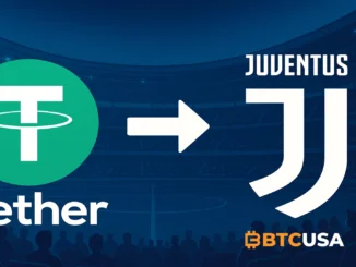Illustration showing Tether and Juventus branding symbolizing a potential acquisition deal
