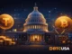 Illustration of the US Capitol symbolizing proposed crypto tax safe harbor rules for stablecoins, staking, and mining
