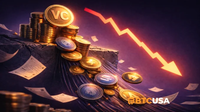 Comparison of venture capital crypto valuations and post-launch fully diluted valuations collapsing