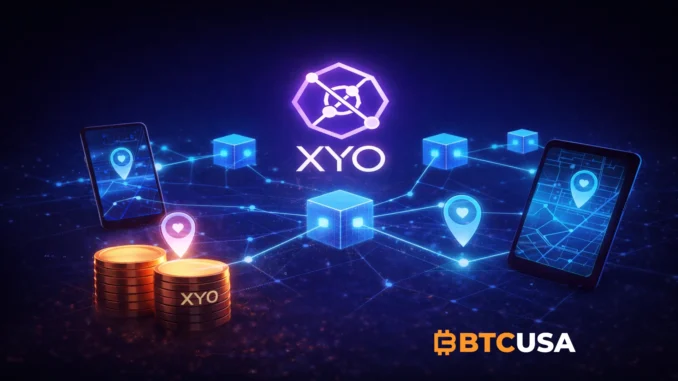 Illustration representing the XYO blockchain network powering decentralized and verifiable location-based data systems