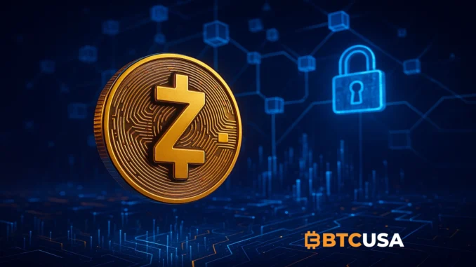 zec_devs_updates_roadmap Futuristic digital illustration symbolizing Zcash privacy and blockchain security roadmap 2025