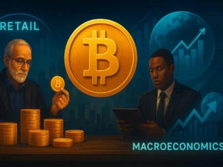 Illustration depicting retail and institutional investors interacting with Bitcoin, highlighting accumulation dynamics.