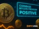 Illustration showing Coinbase Bitcoin premium turning positive, signaling rising U.S. spot demand for BTC.