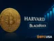 Illustration showing Harvard increasing Bitcoin exposure through BlackRock’s IBIT ETF.