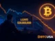 Illustration depicting highly leveraged Bitcoin long positions amid rising market risk.
