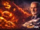 Peter Schiff illustration alongside gold, silver, and Bitcoin imagery, representing comparisons between precious metals and cryptocurrency.