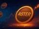 Illustration representing ASTER token buyback with rising price chart and token symbol.
