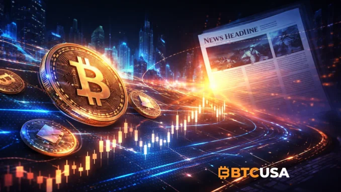 Crypto market illustration showing price movement ahead of major news events, symbolizing how markets often react before headlines.
