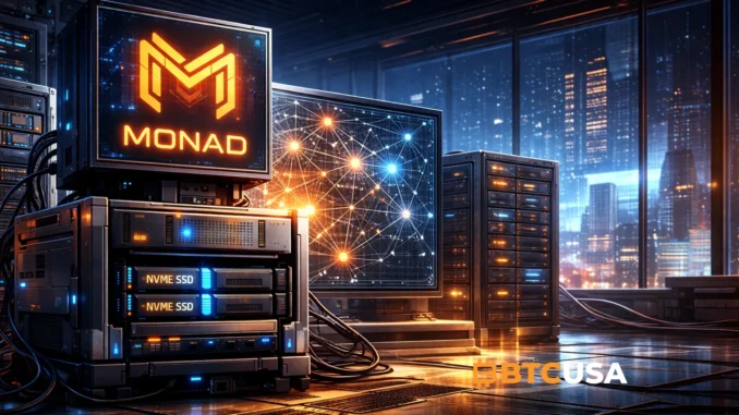 monad-full-node-ubuntu-24-04 Futuristic illustration of a Monad full node running on high-performance blockchain server infrastructure