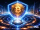 Bitcoin illustration with quantum computing visuals, representing discussions around quantum technology and Bitcoin security.