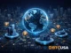 Real-world asset tokenization illustration showing digital assets connected to global markets, representing the tokenization of traditional financial assets on blockchain.