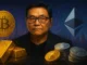 Illustration of Robert Kiyosaki with Bitcoin coins, symbolizing the wealth gap and alternative assets.