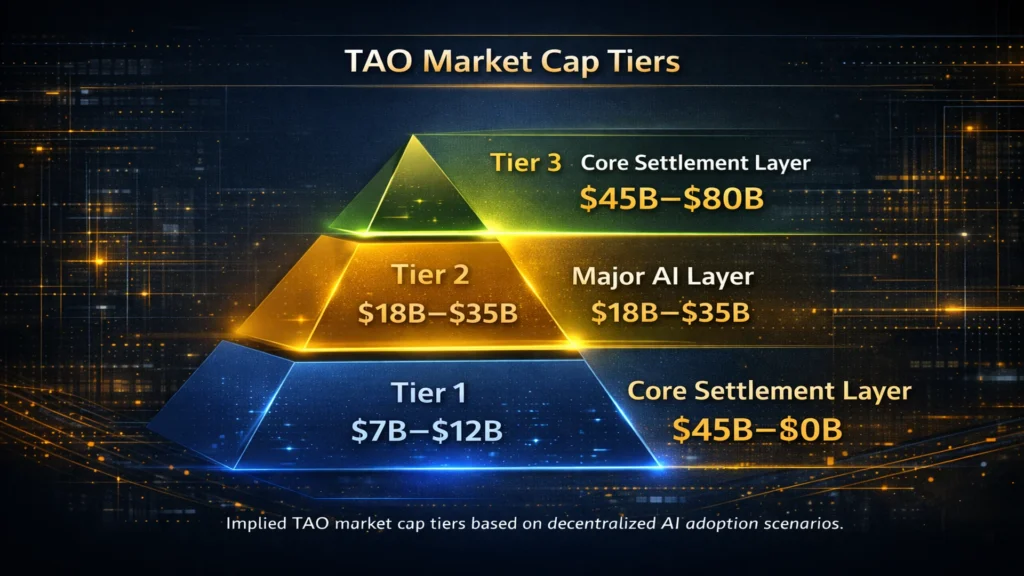 Futuristic visualization of Bittensor decentralized AI infrastructure network representing TAO compute and intelligence layers